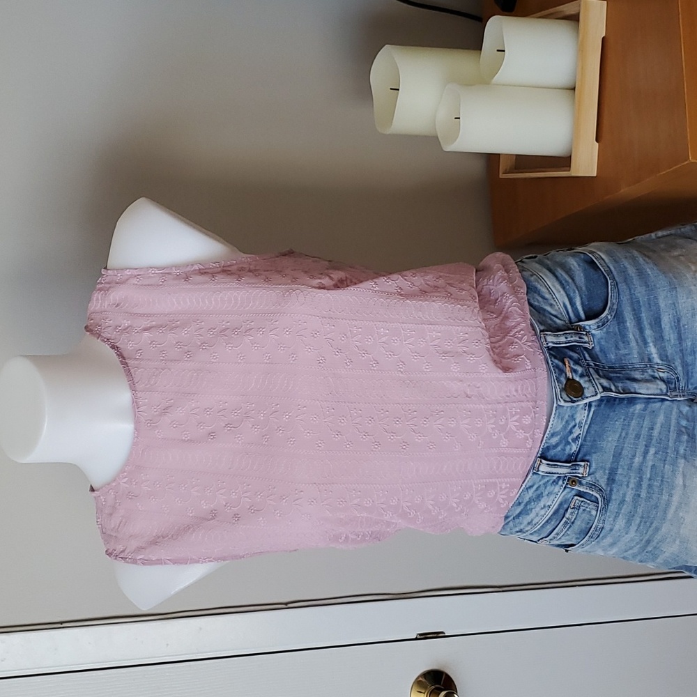 Lavender embroidered floral blouse, RW Co - Size small